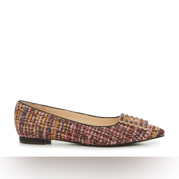 NWT Nine West Tweed & Rhinestone Buckle Flats - Plaid, Preppy - SIZE 9 - Picture 5 of 15